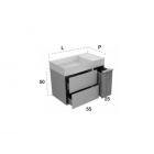 Falper. Quattro.zero #L1 Schrank 2 Schubladen, Wäscheschublade und Waschbecken D8H | Edilceramdesign