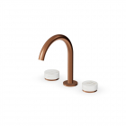 Zucchetti Isy22 ZIS4340.P91 – Kupfergebürstete PVD-beschichtete 3-Loch-Waschtischarmatur mit Griffen aus Calacatta-Gold-Marmor | Edilceram Design