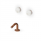 Bidet-Armatur mit auf der Arbeitsplatte montiertem Auslauf und Griffen aus Calacatta-Goldmarmor Zucchetti Isy22 ZIS4751.P91-Copper Brushed PVD | Edilceram Design