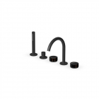 Zucchetti Isy22 ZIS5533.N6-Matt Black 5-Loch-Badarmatur zur Deckmontage mit schwarzen Doré-Griffen | Edilceram Design