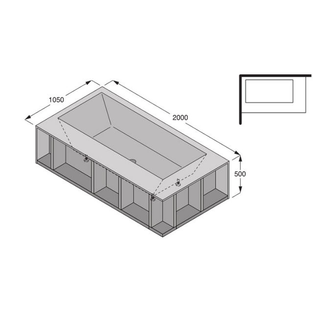 Boffi SWIM C QAWGAF01 freistehende Badewanne mit offenen Fächern | Edilceram Design