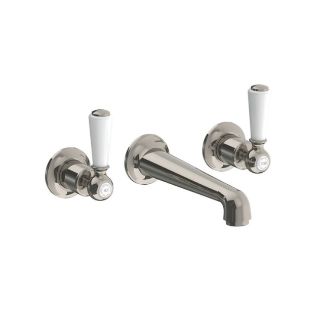 Lefroy Brooks Miscelatore per lavabo classico a parete con leve bianche WL 1212 | Edilceram Design