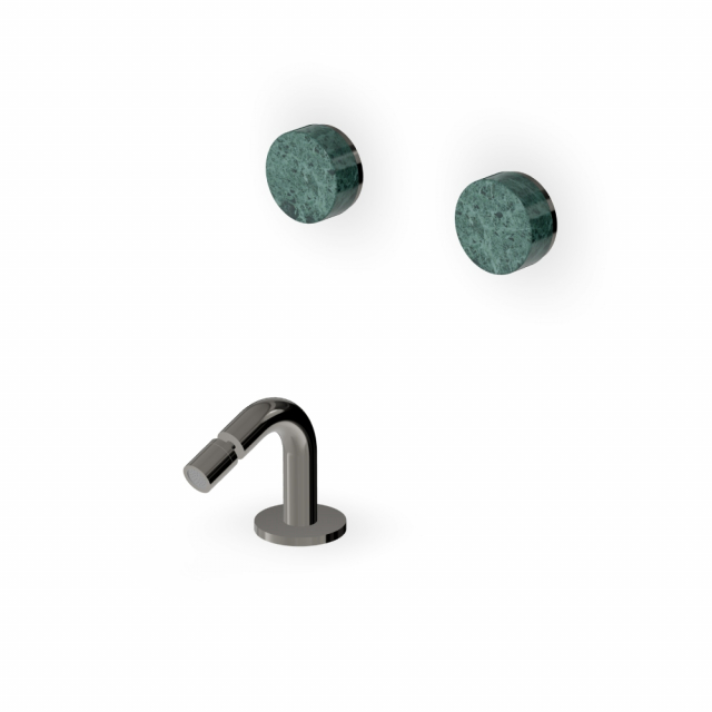 Bidet-Armatur mit auf der Arbeitsplatte montiertem Auslauf und Griffen aus grünem Marmor Aver Zucchetti Isy22 ZIS6751.C50-Metall Schwarz | Edilceram Design