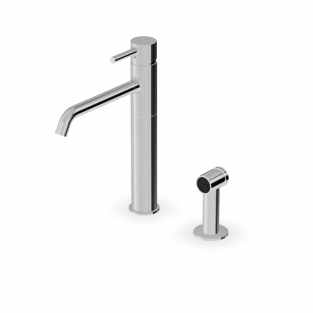 Zucchetti Pan S ZPA276-Chrom Einhebel-Spültischarmatur mit schwenkbarem Auslauf und seitlicher Brause | Edilceram Design